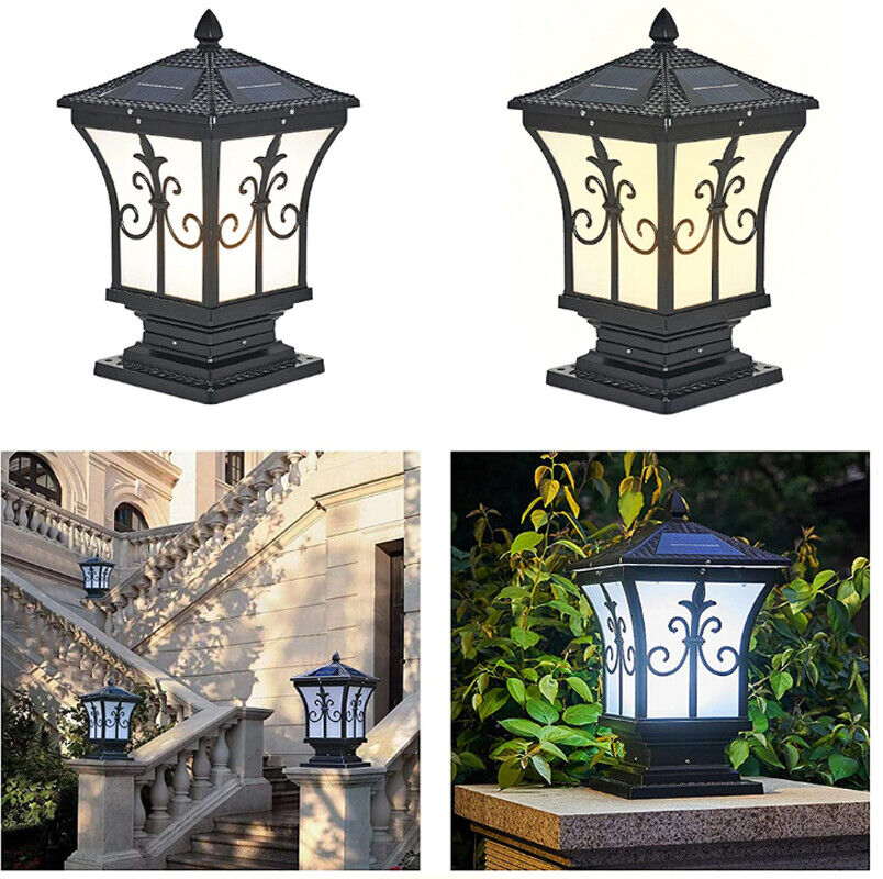 2 x PCS Solar Pillar Light Solar Post Light Lantern Solar Coach Lamp Outdoor